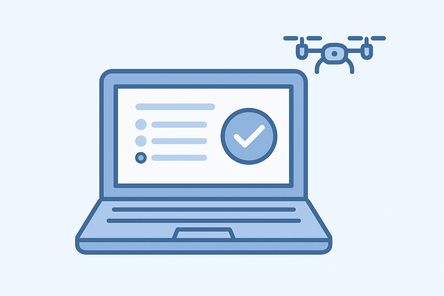 Illustration: Online-Prüfung am Laptop für den EU-Kompetenznachweis A1/A3