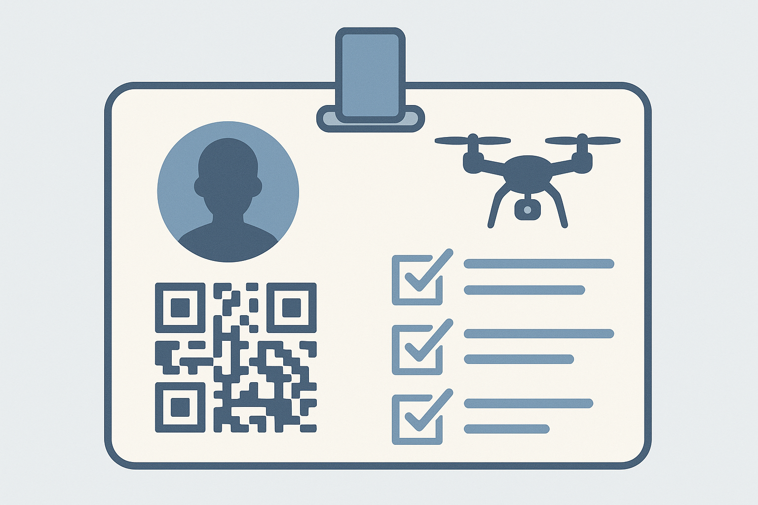 Illustration: Digitaler Ausweis mit QR-Code für die UAS-Betreiberregistrierung